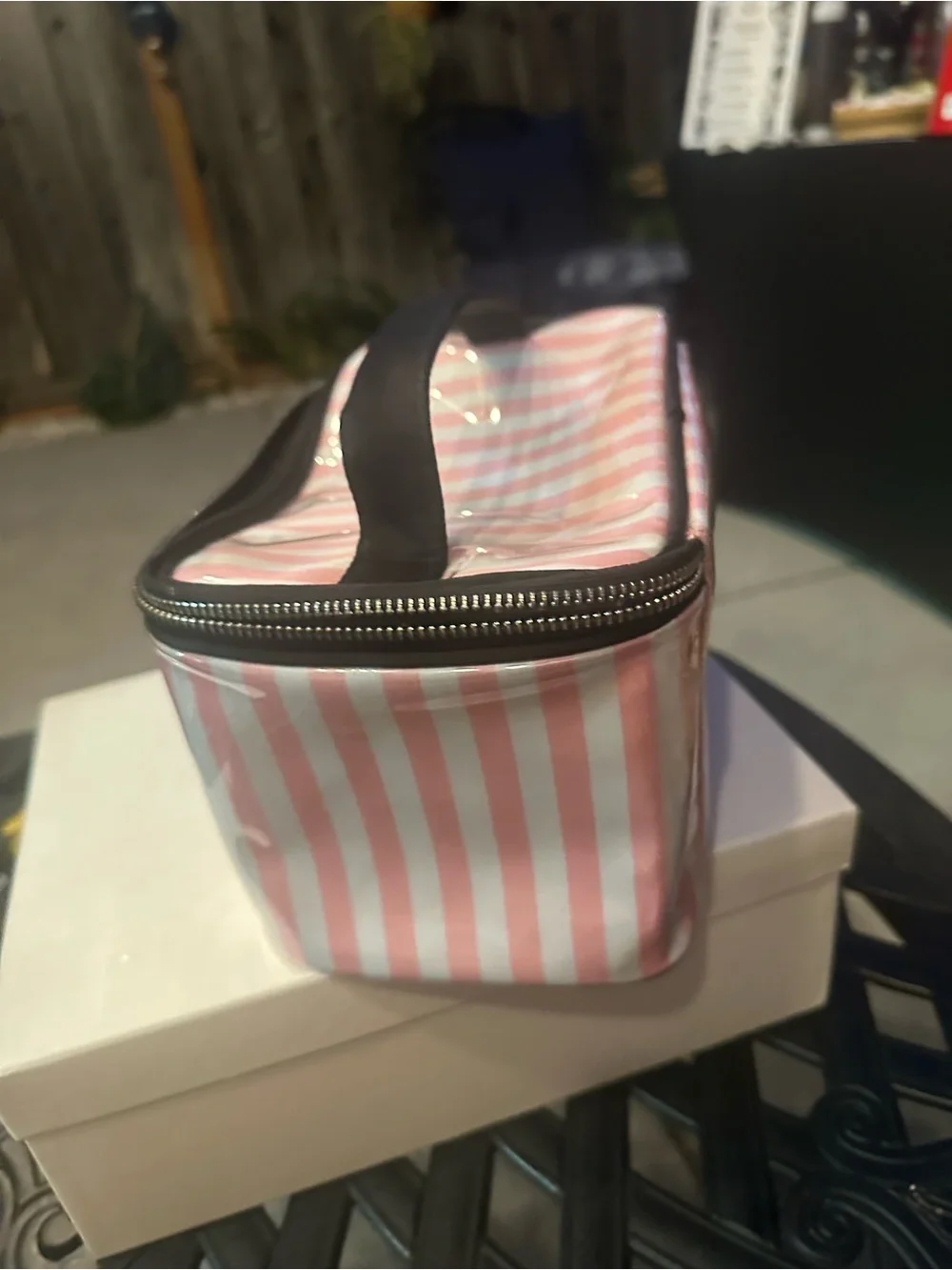 Victoria’s Secret  Travel With Me Pink Striped Cosmetic Bag